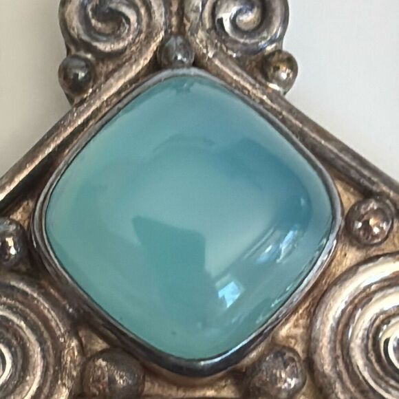 sajen moonstone & blue stone 925 silver pendant arrowhead turquoise - Picture 9 of 9